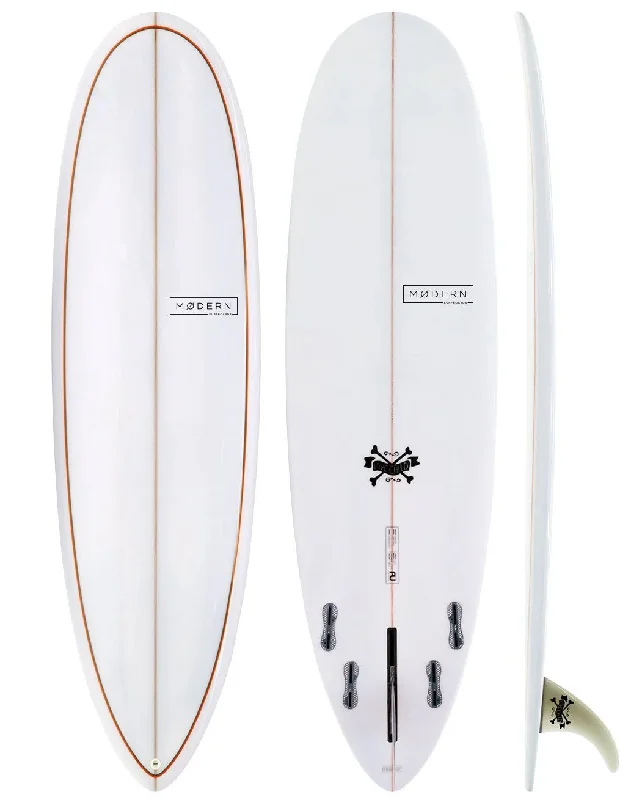 Lightweight longboards for easy transportation-Modern 6'8" Love Child PU Grey Orange Pinlines