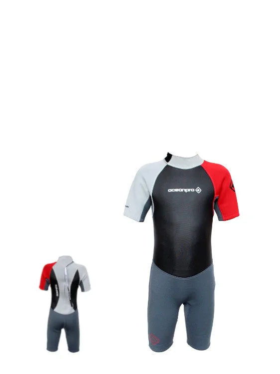 Full-zip wetsuits for easy use and comfort-Ocean Pro Grommet 3mm Kids Shortie Wetsuit (Boys)