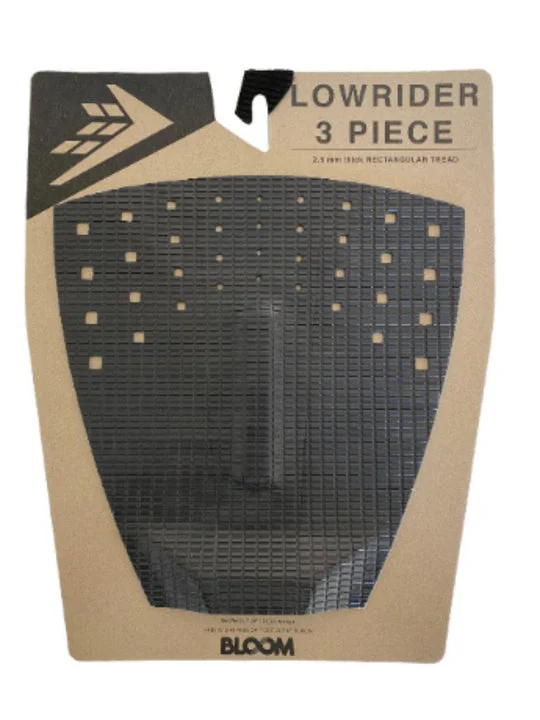 Smooth-textured surfboard pad for a fluid experience-  Firewire Lowrider Thin 3 Piece Arch Traction Pad-Black/Charcoal