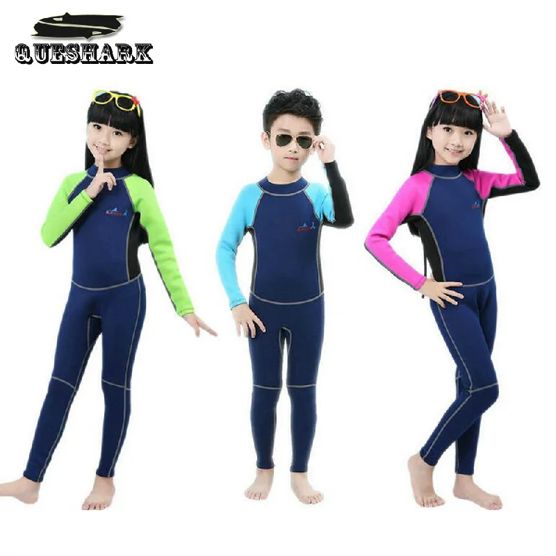 Wetsuits with anti-bacterial lining for hygiene-2MM Children Neoprene Swim Wetsuit Block Uv Surf Bathing Conjoined Diving Suit Sea Diving Floating Snorkeling Clothes Swimsuit