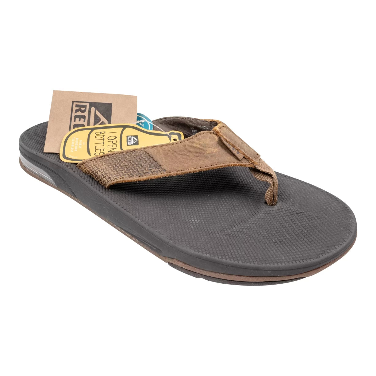 best sandals for walking in hot weather-Reef Leather Fanning Flip Flop Sandals - Men's