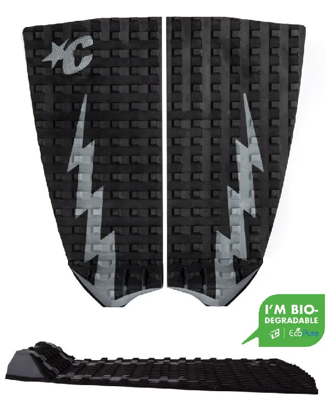 High-performance surf pad for maximum traction-  Creatures Mick Fanning Performance Twin Traction Pad-Black Carbon Eco