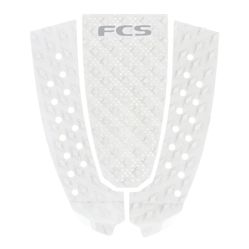 Surf traction pad for improved board control-  FCS FCS T-3 Eco Pin Traction Pad-White/Cool Grey