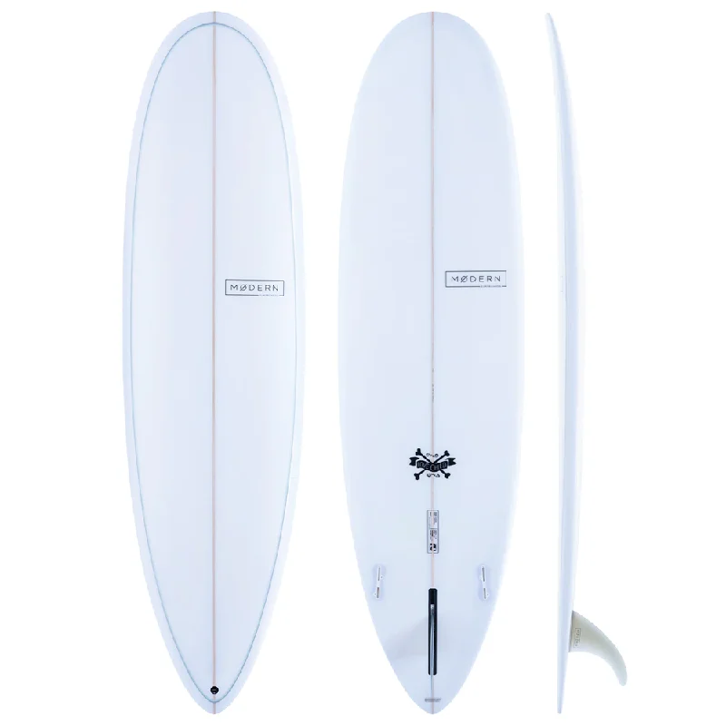 Surfboards for greater wave power-MODERN LOVE CHILD 8'0" PU GREY/SKY BLUE PINLINE