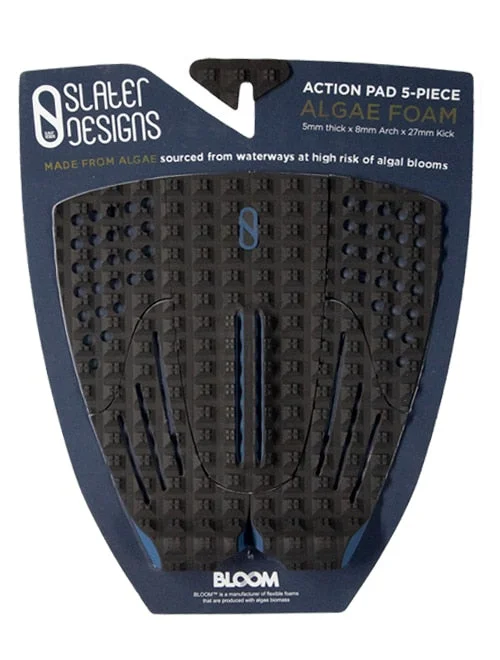 High-performance surf pad for maximum traction-  Slater Designs 5 Piece Action Traction Pad-Black/Blue