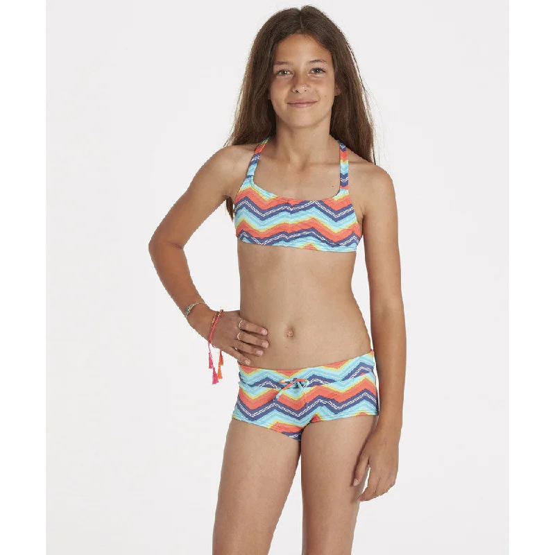 Custom wetsuits for a personalized fit-Billabong Ziggyland Tali Crossback Girls Bathingsuit Set Y215JZIG-MUL