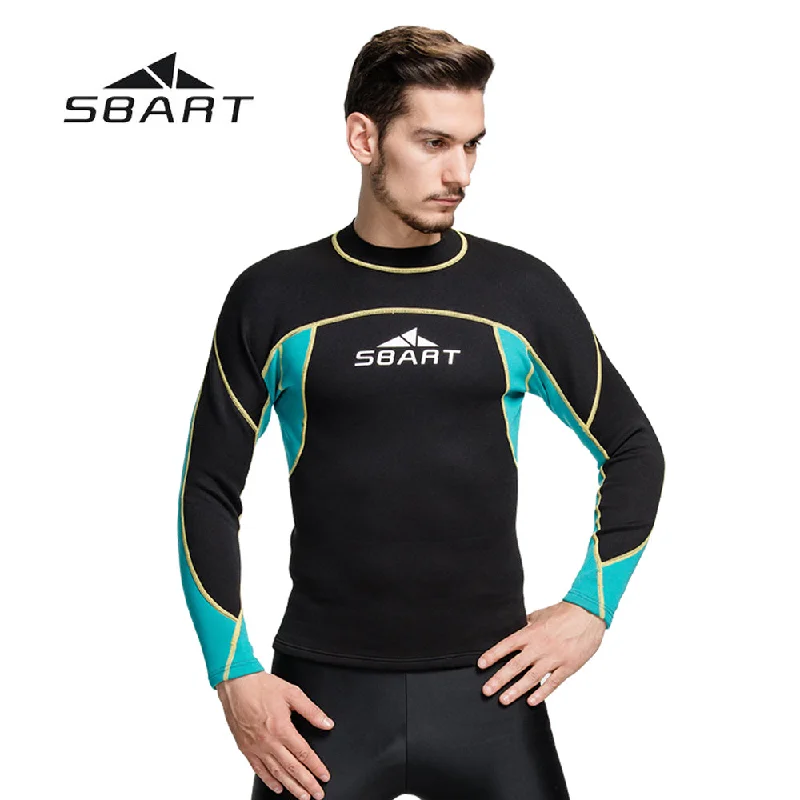 Warm-water wetsuits for beach diving activities-SBART 2mm Neoprene Men Swimming Snorkeling Wetsuit Swimwear Kite Surfing Long Sleeve Tops& T-Shirt Scuba Diving Beach Rash Guard