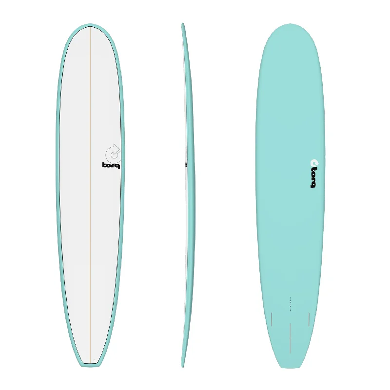 Best surfboards for carving and turning-TORQ LONGBOARD 8'0" TET 60L FUTURES - LIGHT TEAL/PINLINE