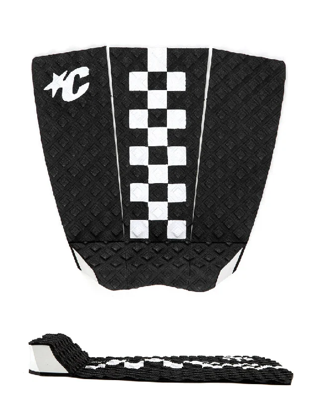 Recyclable surf pad for eco-conscious surfers-  Creatures Jack Freestone Lite Grom Traction Pad-Black White Chex