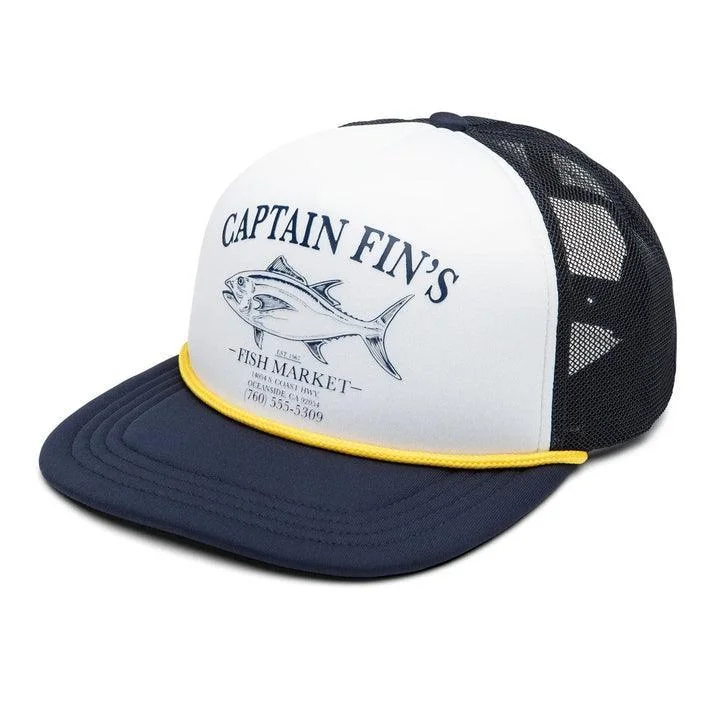 Captain Fin Co Fish Market Trucker Cap White/Navy