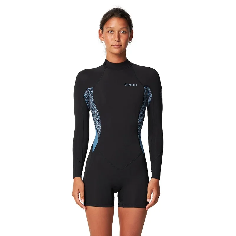 Comfortable wetsuits for long dives in warm water-O'NEILL WMNS BAHIA BACK ZIP L/SL BOYLEG SPRING 2MM 2025