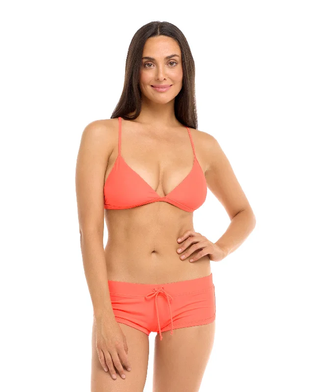 Comfortable surf clothing for yoga and surfing-Smoothies Evelyn Fixed Triangle Bikini Top - Sunset