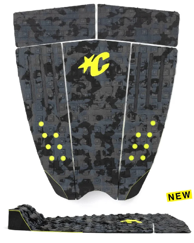 Adjustable surf pad for custom fit-  Creatures Ethan Ewing Eco Pin Tail Traction Pad-Carbon Camo Lime