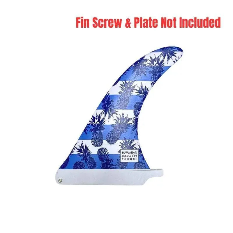 Adjustable quad fins for custom speed and control-HawaiianSouthShore RAKE NOSERIDER Longboard Fin Fiberglass 7.5"-9.5"/Pineapple Blue