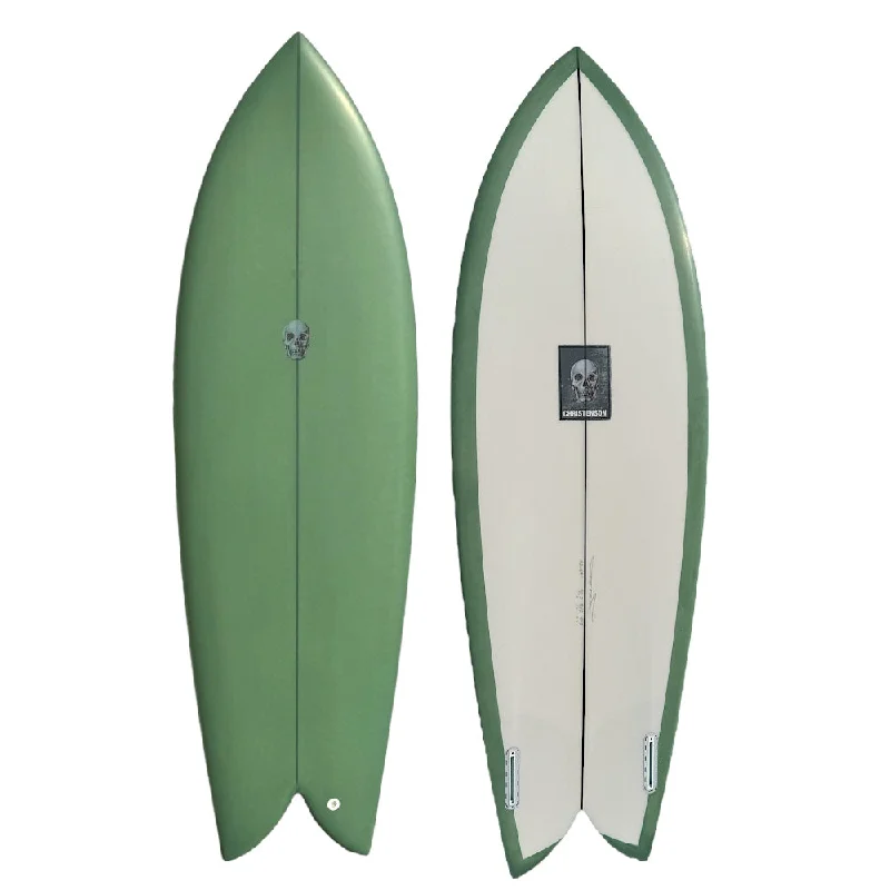 Best surfboards for learning how to surf-CHRISTENSON FISH 5'10 DUCK EGG GREEN DECK AND RAILS