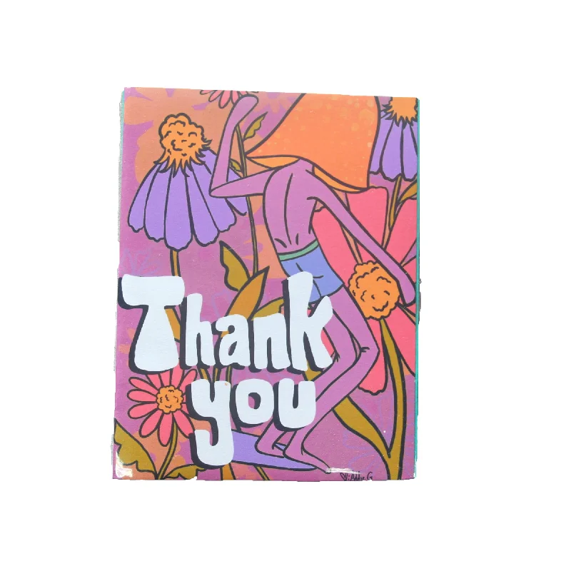 Addie Gibson Art Thank You Surfing Mushroom Man Stationary Card