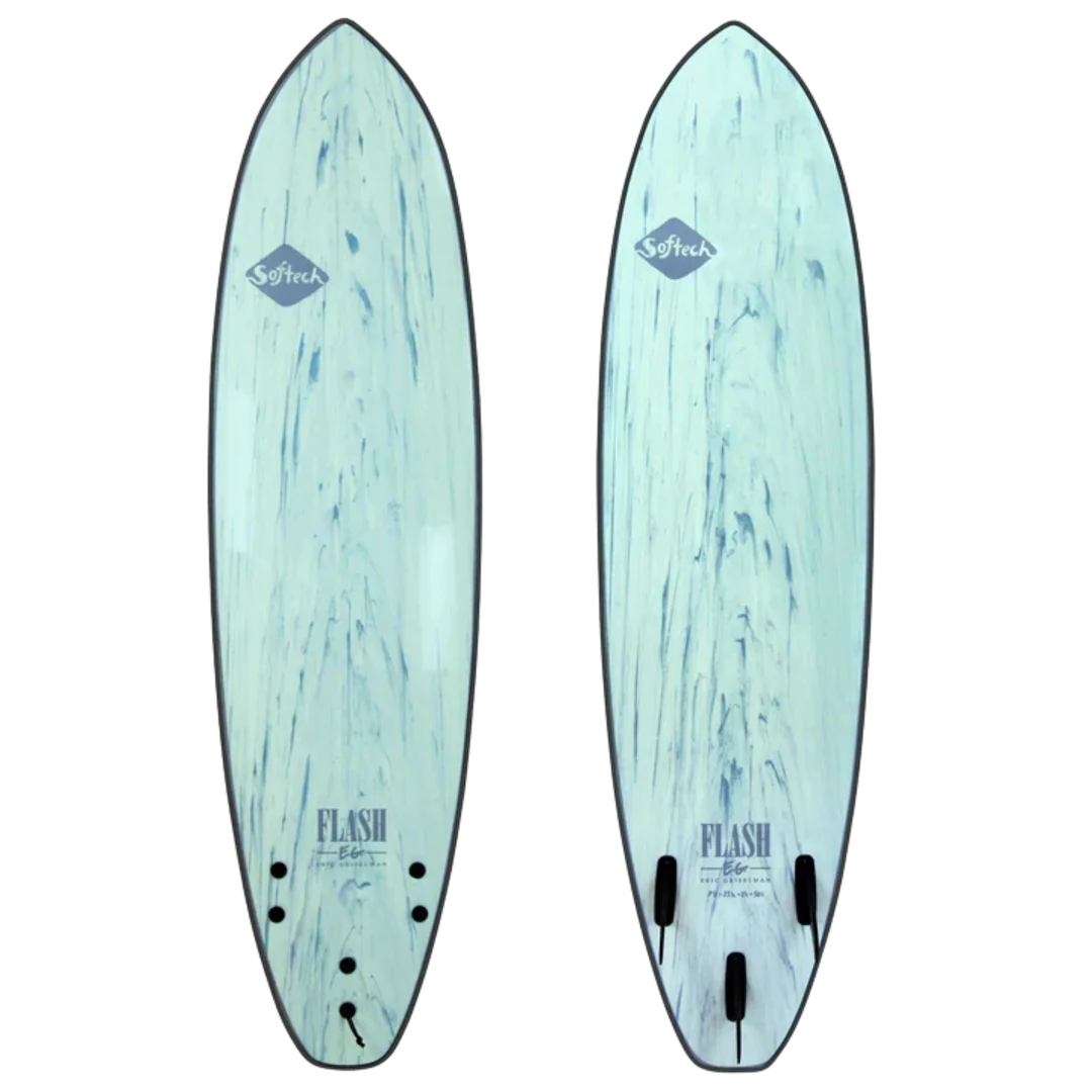 Soft top surfboards for safety-Softech 5'0" Flash Eric Geislman Mint Marble