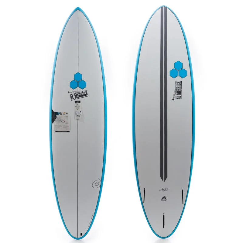 Single fin surfboards for classic style-7'0" CI M23 21 1/4X 2 7/8 47.6L WHITE W/ LIGHT BLUE RAIL