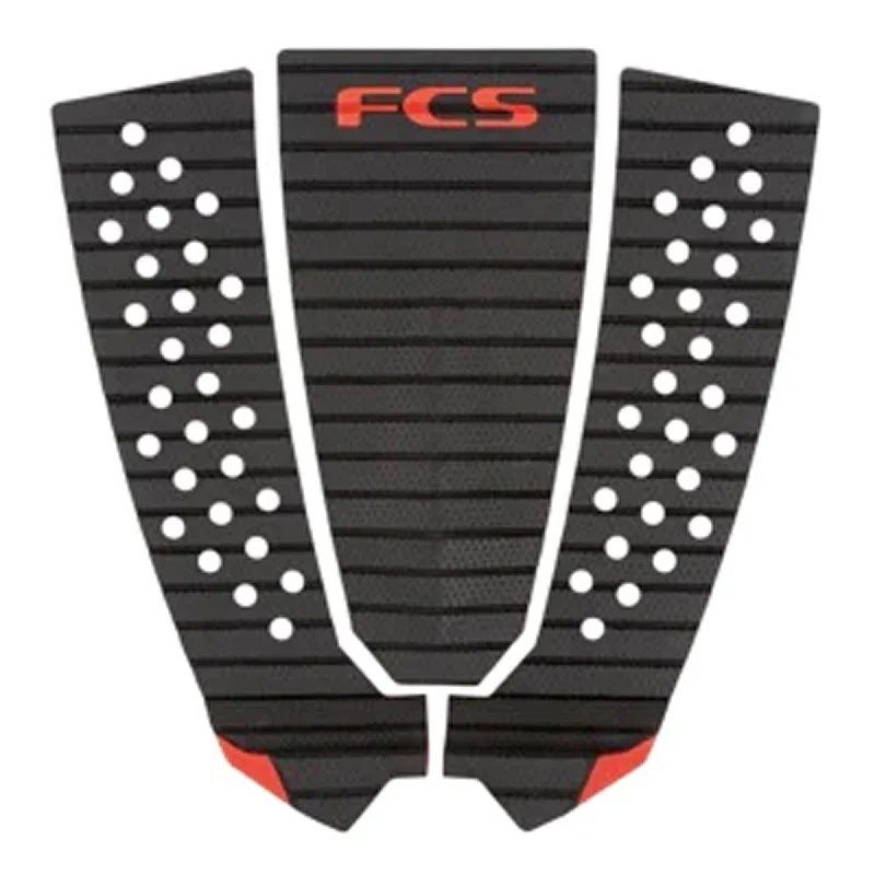 Impact-resistant surf pad for durability-  FCS Filipe Toledo Tread-Lite Traction Pad - Charcoal/Red