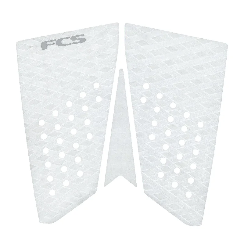 High-performance surfboard pad for professional surfers-  FCS FCS T-3 Fish Eco Traction Pad-White/Cool Grey