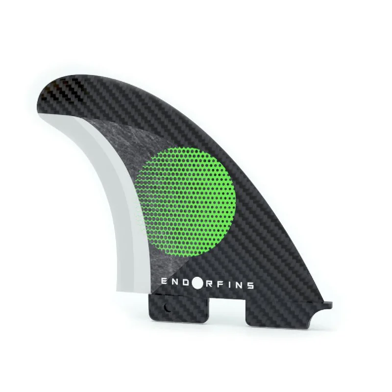 ENDORFINS THRUSTER - Slater KS1 3 Fin Small 2 TAB - Black/Green  (SCREWS INTO FCS 2 FIN BOX)