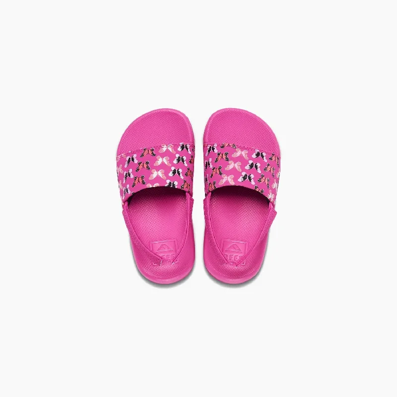 sandals for hot weather-Reef Kids Sandals Little One Slide Orchid Butterfly