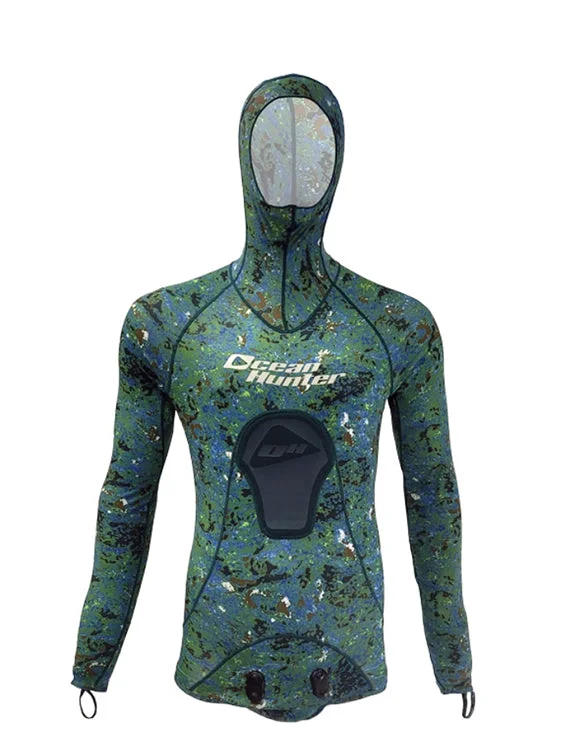 Wetsuits for extreme depth diving-Ocean Hunter Chameleon Skin Top with Beavertail