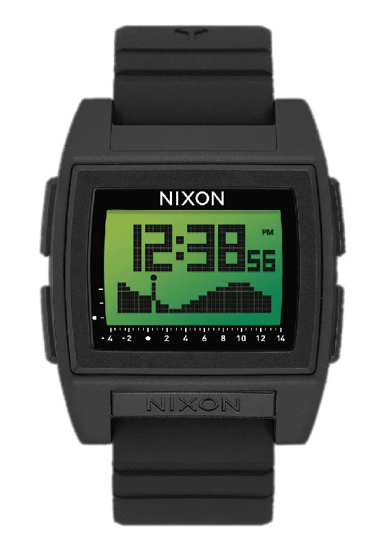 Classic surfboards for timeless appeal-Nixon Base Tide Pro Watch Black Green Positive