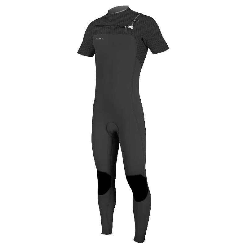 Best wetsuits for snorkeling in tropical waters-Oneill Hyperfreak 2mm Chest Zip SS Mens Wetsuit - Black