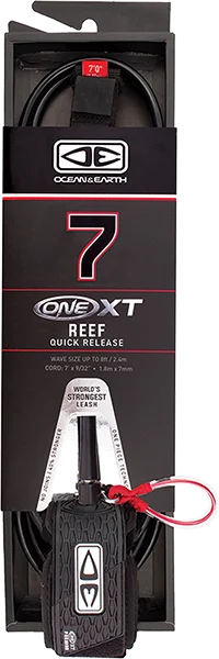 Surfboard rack with locking mechanism for security-Ocean and Earth One xT Big Reef Quick Release Surfboard Leash - 7' Black