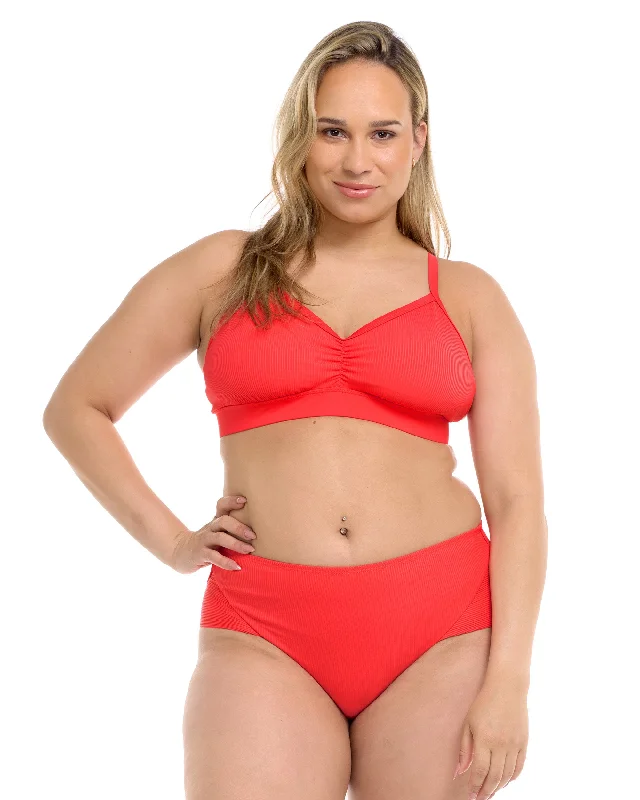 Colorful surf clothing for bright beach vibes-Ibiza Drew Plus Size Swim Top - Snapdragon