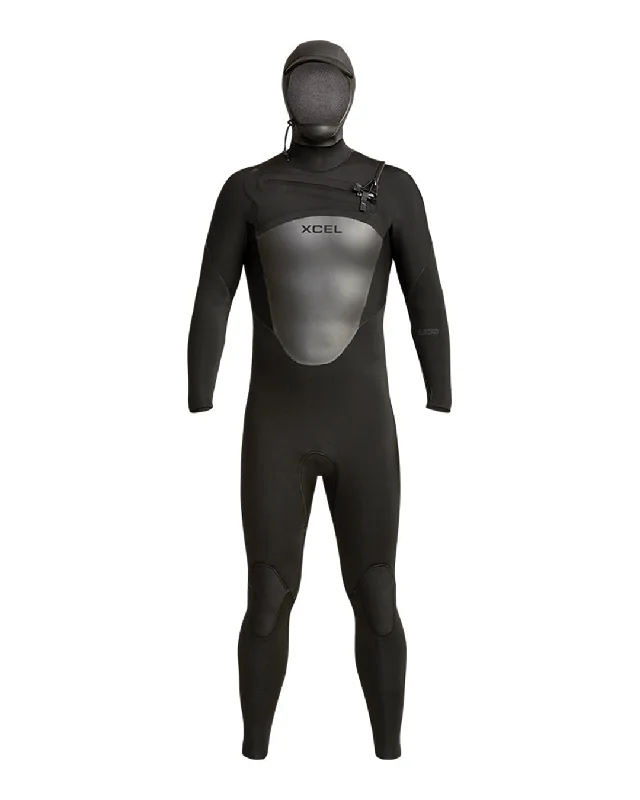 Short-sleeve wetsuits for warmer weather diving-Axis Hooded 5/4mm Chest Zip Fullsuit