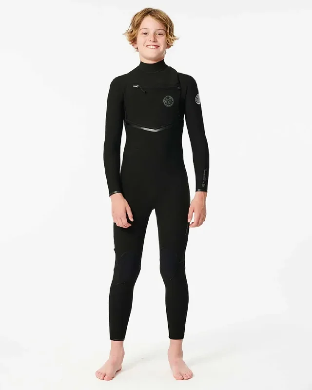 Wetsuits for scuba diving in colder temperatures-Kids Flashbomb 4/3 Chest Zip Wetsuit