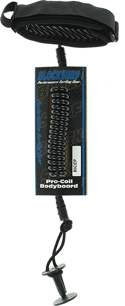 High-performance surfboard racks for longboards-Block Pro Coiled Bicept Bodyboard Surfboard Leash - S-Black