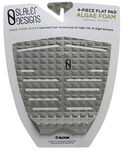 Thick-foam surf pad for ultimate cushioning-  SLATER DESIGNS 4 PIECE FLAT TRACTION PAD - GRAY/BLACK