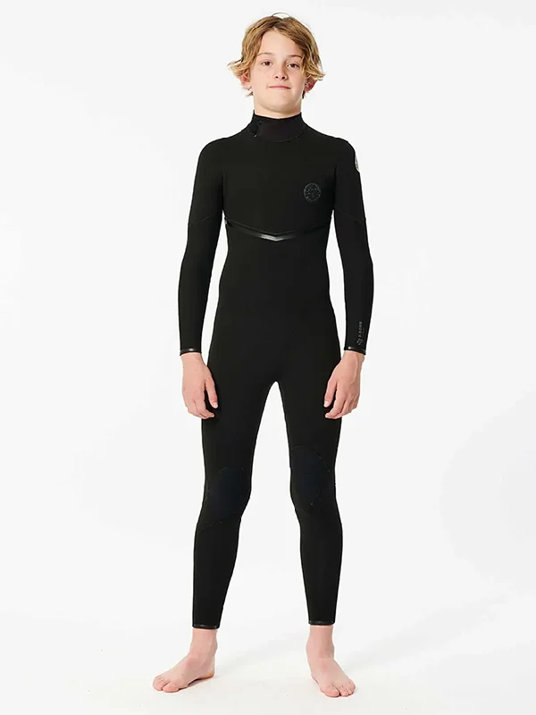 Wetsuits with zippers for easy entry and exit-Youth E7 E-Bomb 4/3mm Back Zip Fullsuit