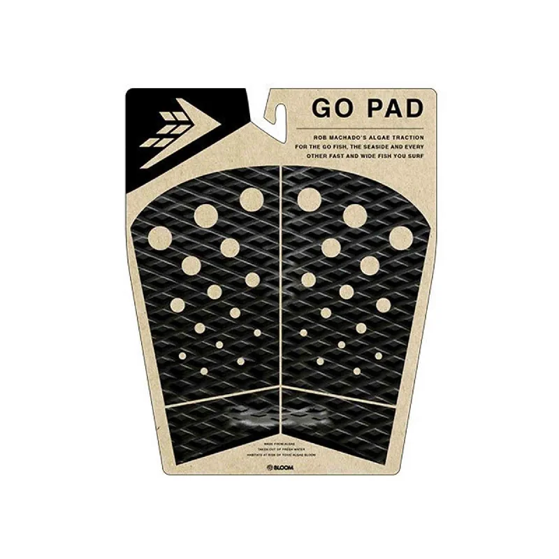 Thick surf pad for extra cushioning during landings-  Firewire Machado 4 Piece Go Fish Traction Pad - Black