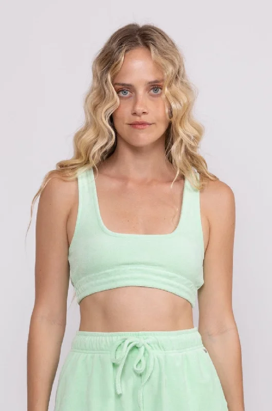 Stylish and functional surf apparel for youth-Rusty USA Emmy Terry Crop Top FRESH MINT