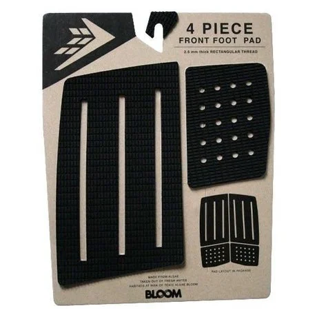 Eco-conscious surfboard pads made from natural rubber-  Firewire 4 Piece Front Foot Traction Pad-Black