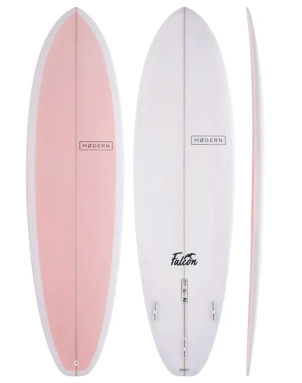 Lightweight surfboards for easy travel-Modern 6'4" Falcon Candy Pink/White