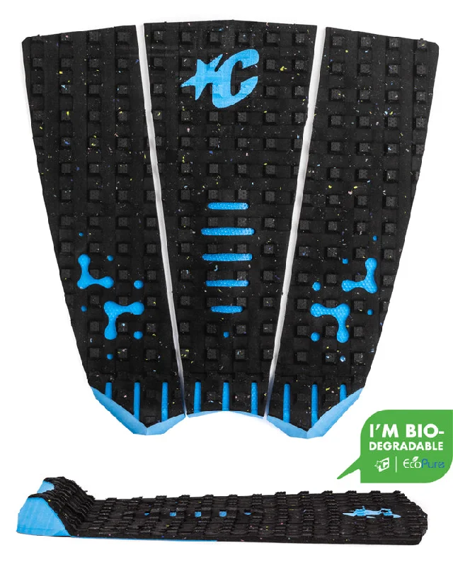 Full grip surf pad for maximum performance-  Creatures Mick Fanning Loc-Lite Eco Traction Pad-Carbon Cyan