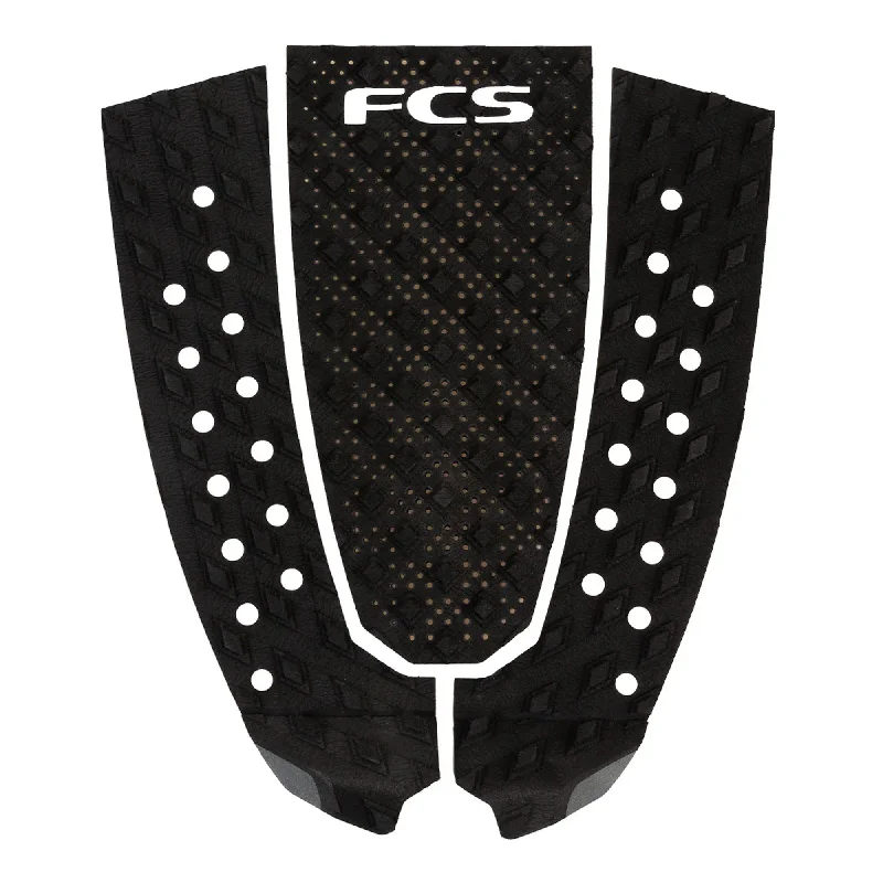 High-performance surfboard pad for professional surfers-  FCS T-3 Pin Eco Traction Pad - Black