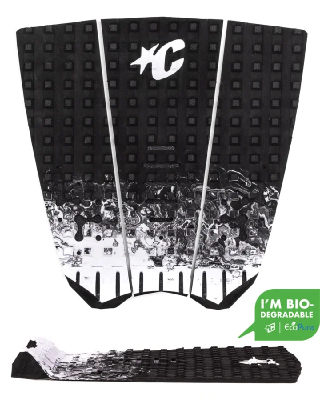 Reinforced surf pad for extra durability-  Creatures Mick Fanning Loc-Lite Eco Traction Pad-Black Fade White