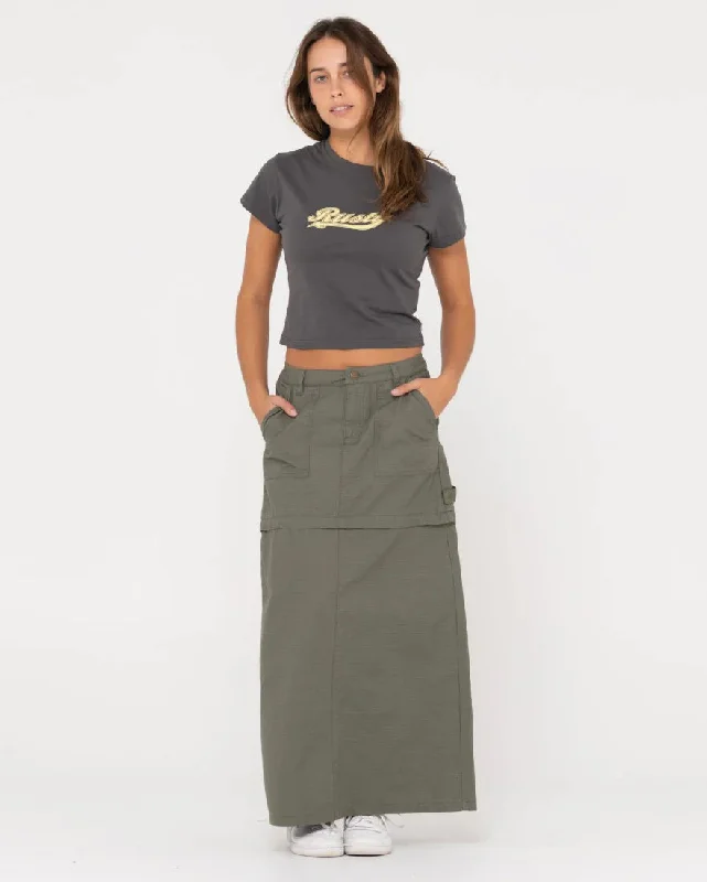 High-quality surf shirts for sun protection-Rusty USA BILLIE LOW RISE RIPSTOP ZIP OFF SKIRT ARMY