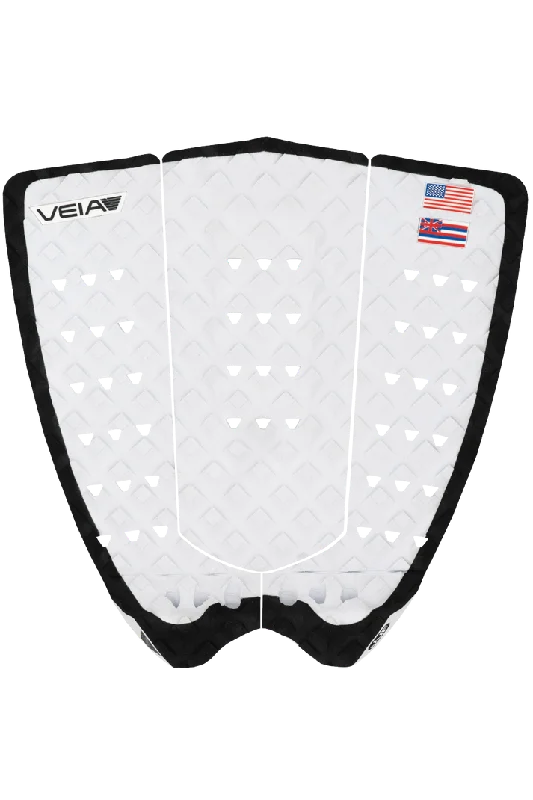 Lightweight surf pad for easy installation-  VEIA JJF Round Tail Pro Traction Pad-USA Orbiter White/Night