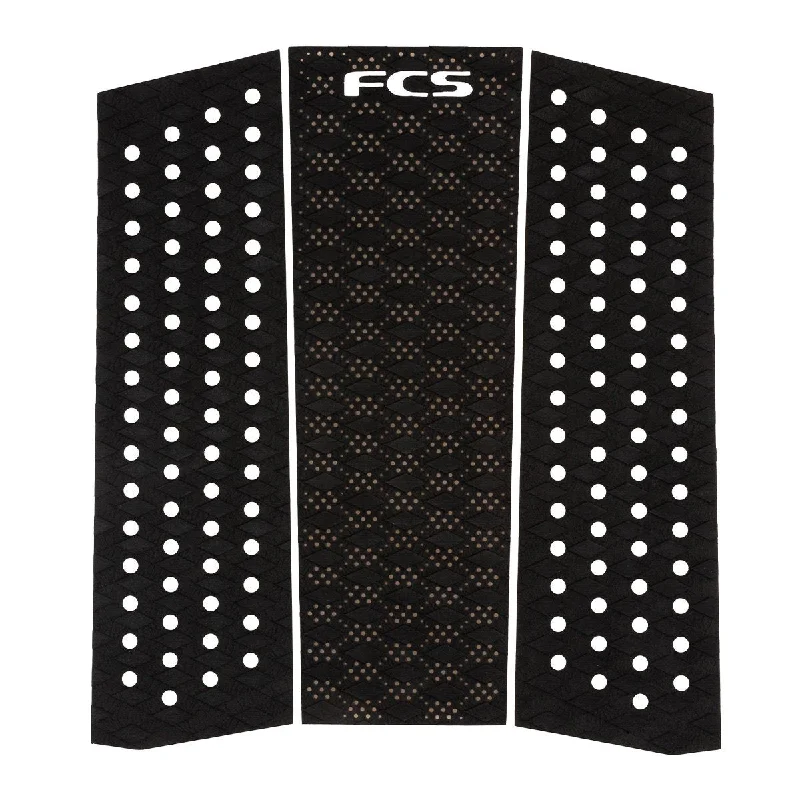 Non-slip surfboard pad for extra security-  FCS T-3 Mid Traction Pad-Black