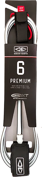 Adjustable surfboard straps for easy transportation-Ocean and Earth One xT Premium Surfboard Leash - 6' White/Black