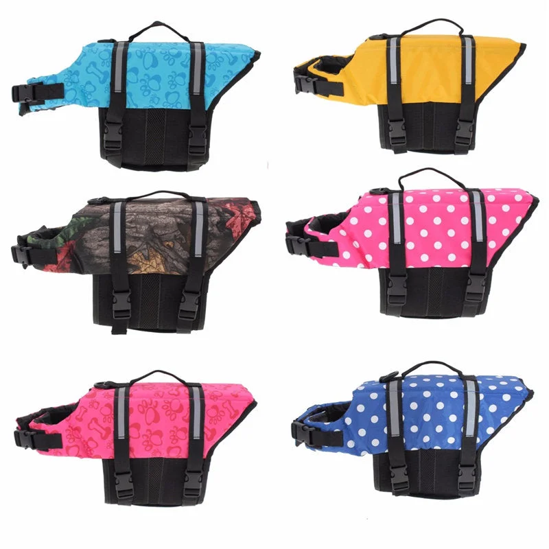 Easy-to-wear surf clothing for beginners-Pet Aquatic Reflective Preserver Float Vest Dog Cat Saver Life Jacket Safety Clothes For Surfing Swimming Vest Swimwear XS/S/M/L