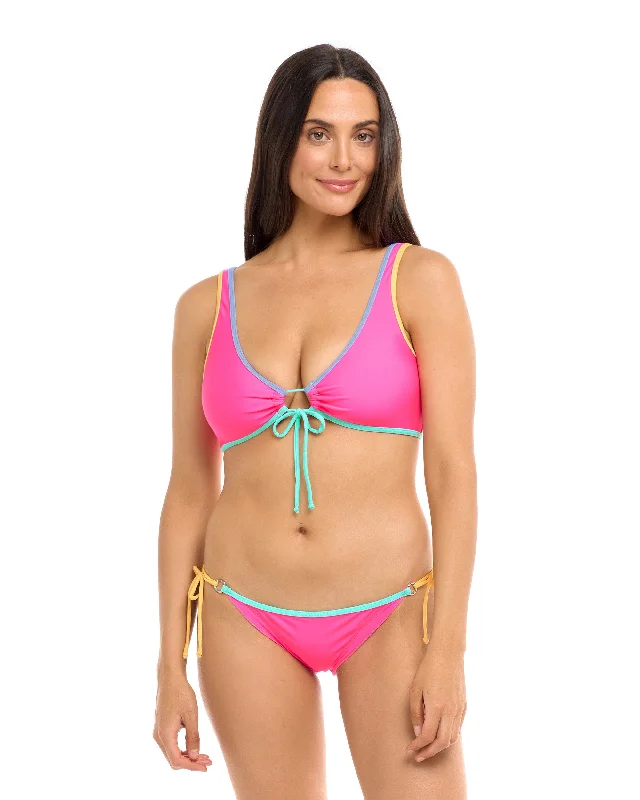 Stylish surf clothing for beach vacations-Vibration Lolah Scoop Bikini Top - Bubble Gum