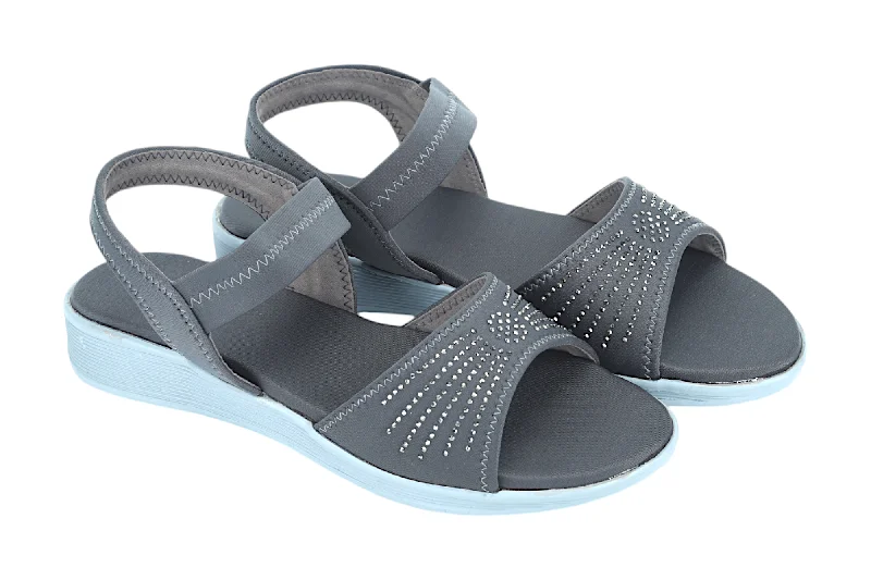 outdoor adventure sandals-Ladies Fancy Flat Sandal 912604